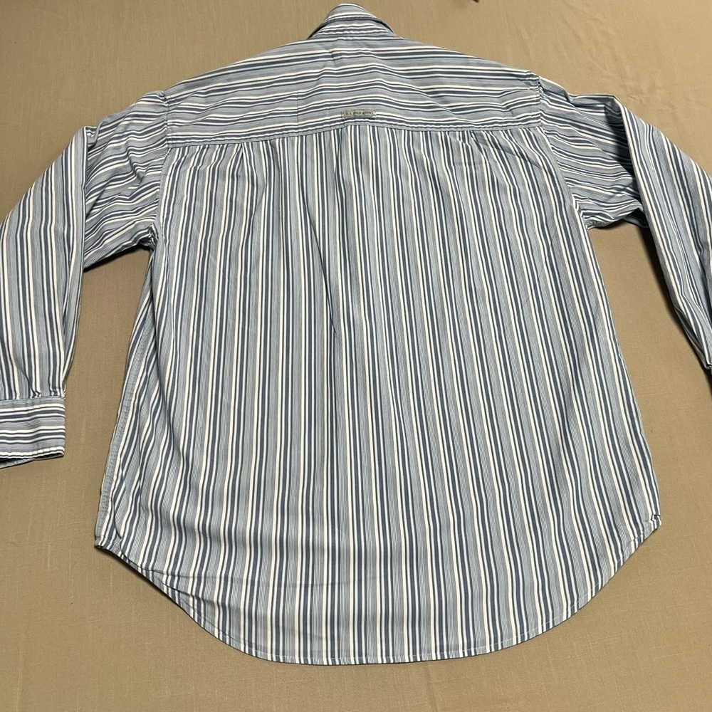 U.S. Polo Assn. Men’s Medium Blue White Striped Button Down Shirt Classic Oxford - Picture 13 of 14